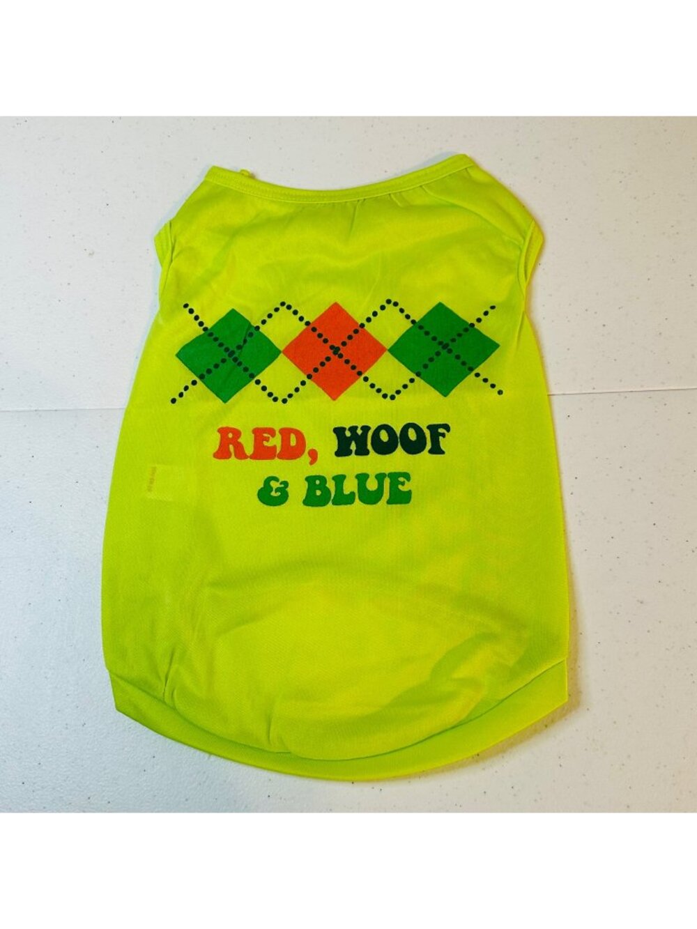 RED WOOF & BLUE Light green small dog shirt Fourth of July Patriotic pet shirt